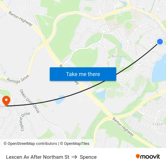 Lexcen Av After Northam St to Spence map