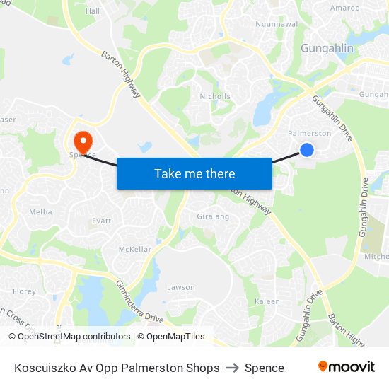 Koscuiszko Av Opp Palmerston Shops to Spence map