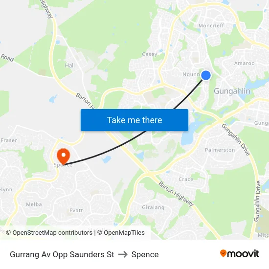 Gurrang Av Opp Saunders St to Spence map