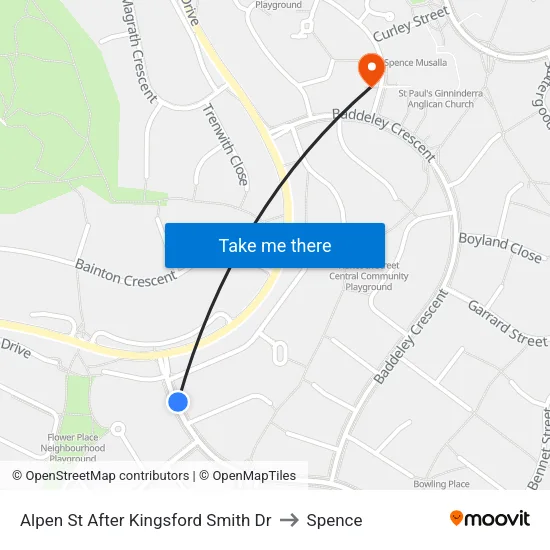 Alpen St After Kingsford Smith Dr to Spence map