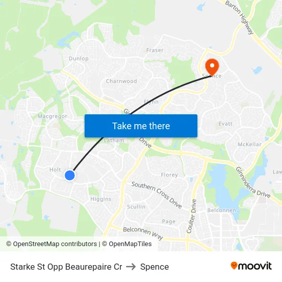 Starke St Opp Beaurepaire Cr to Spence map