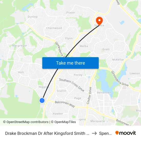 Drake Brockman Dr After Kingsford Smith Dr to Spence map