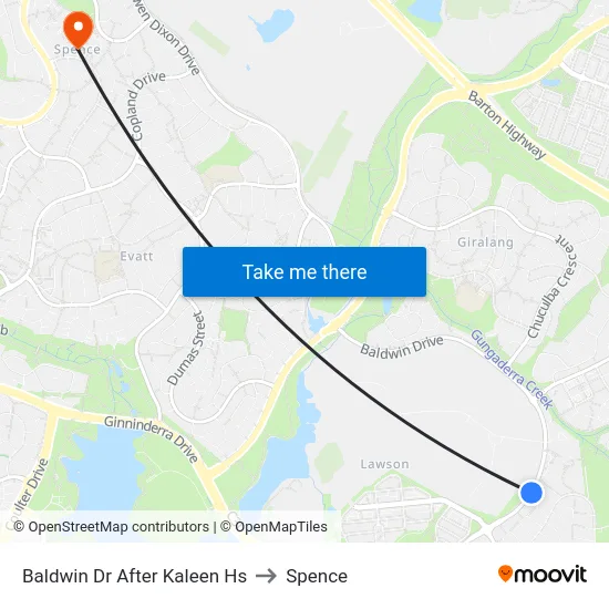Baldwin Dr After Kaleen Hs to Spence map