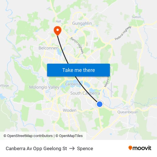 Canberra Av Opp Geelong St to Spence map