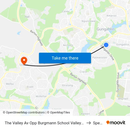 The Valley Av Opp Burgmann School Valley Campus to Spence map