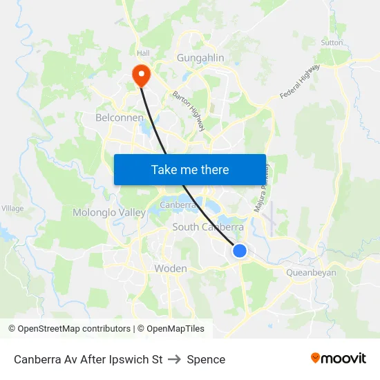 Canberra Av After Ipswich St to Spence map