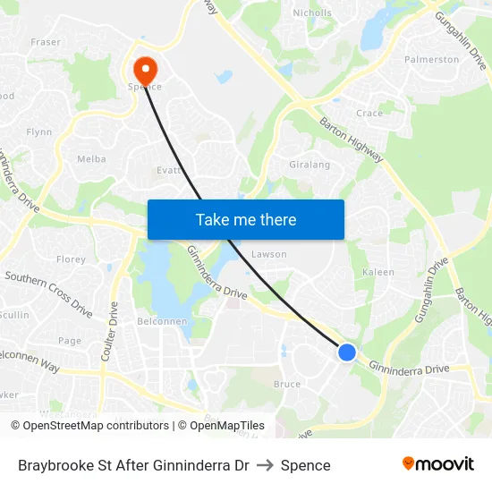 Braybrooke St After Ginninderra Dr to Spence map