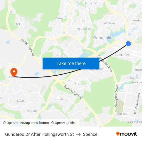 Gundaroo Dr After Hollingsworth St to Spence map