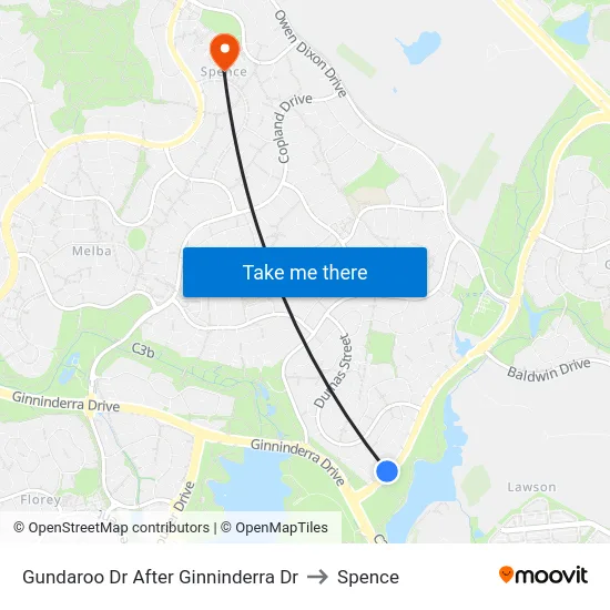 Gundaroo Dr After Ginninderra Dr to Spence map