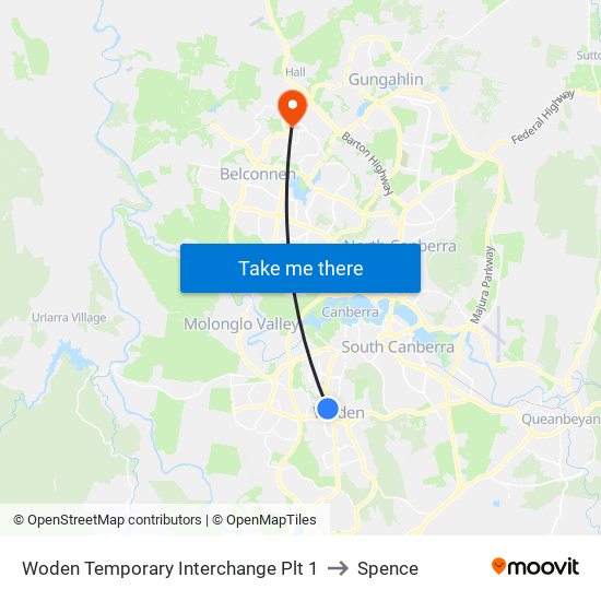 Woden Temporary Interchange Plt 1 to Spence map