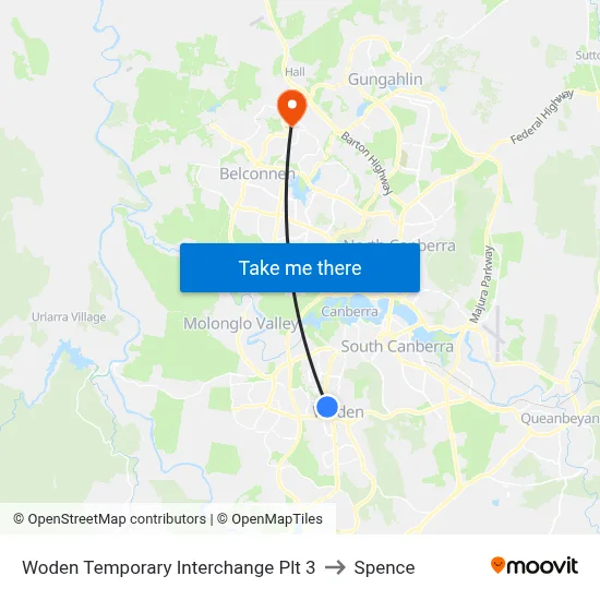 Woden Temporary Interchange Plt 3 to Spence map