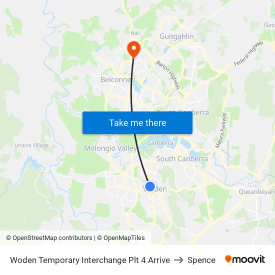 Woden Temporary Interchange Plt 4 Arrive to Spence map