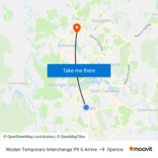 Woden Temporary Interchange Plt 6 Arrive to Spence map