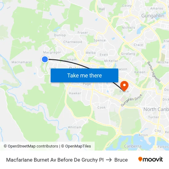 Macfarlane Burnet Av Before De Gruchy Pl to Bruce map