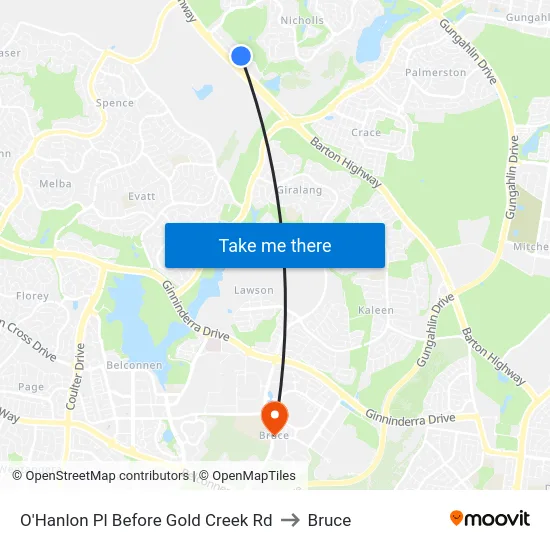 O'Hanlon Pl Before Gold Creek Rd to Bruce map