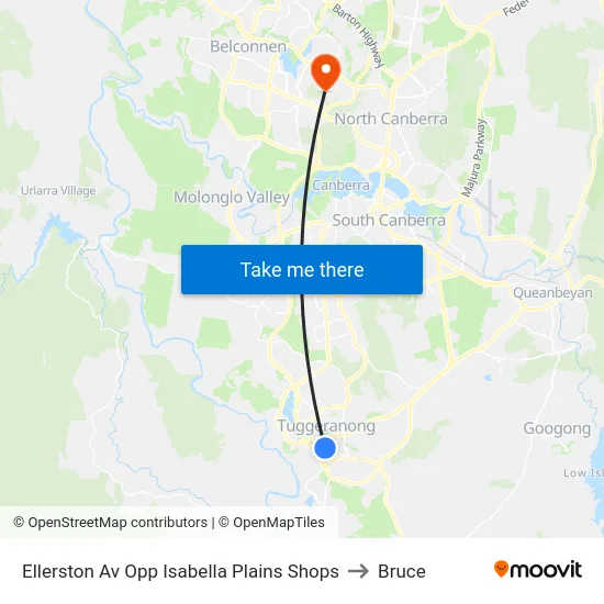 Ellerston Av Opp Isabella Plains Shops to Bruce map