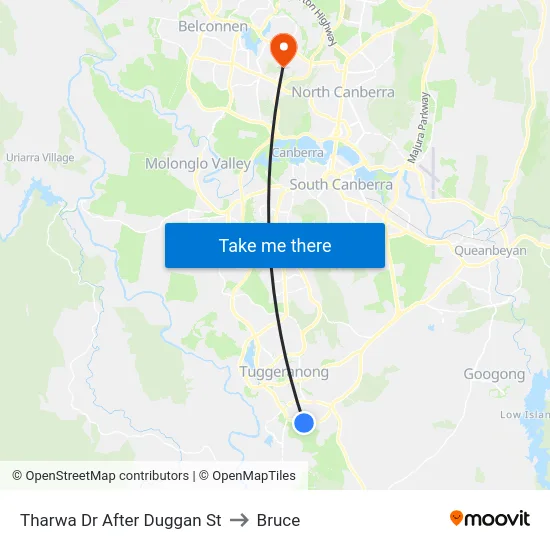 Tharwa Dr After Duggan St to Bruce map