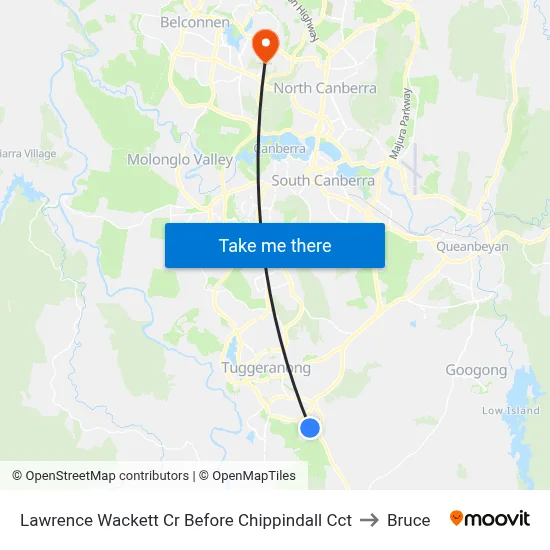 Lawrence Wackett Cr Before Chippindall Cct to Bruce map