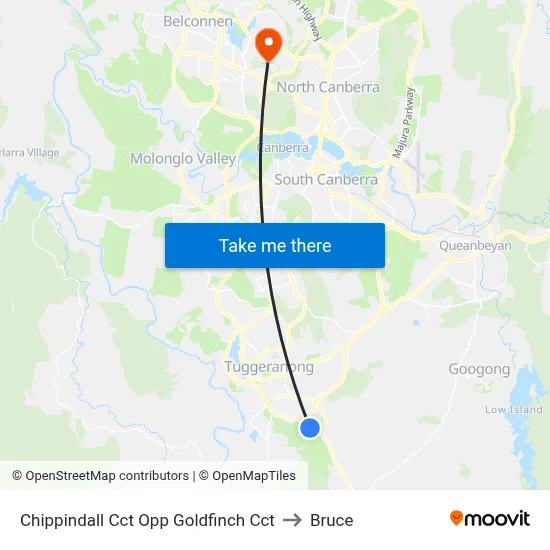Chippindall Cct Opp Goldfinch Cct to Bruce map