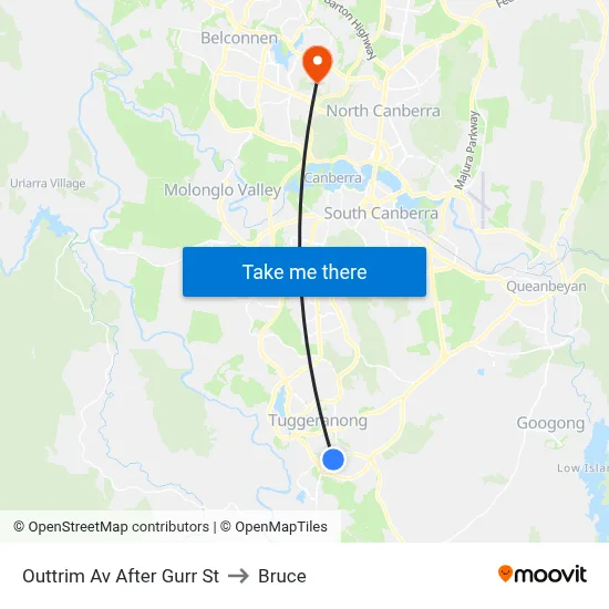 Outtrim Av After Gurr St to Bruce map