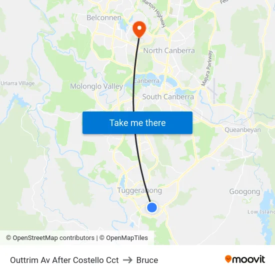 Outtrim Av After Costello Cct to Bruce map