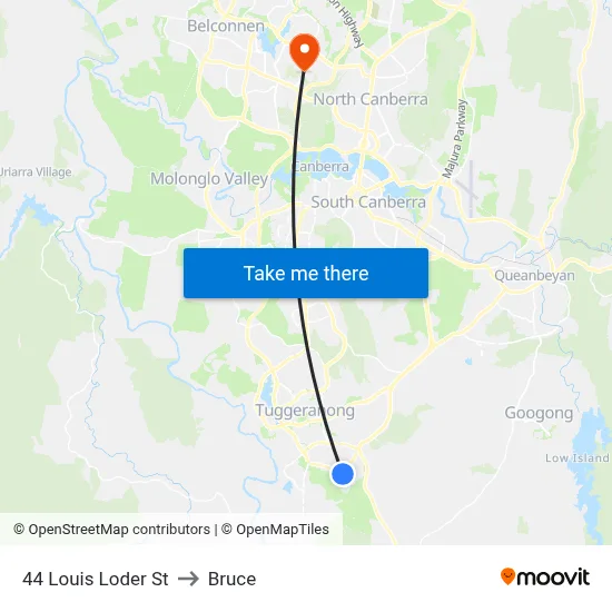 44 Louis Loder St to Bruce map