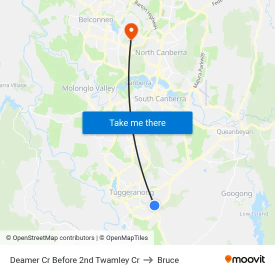 Deamer Cr Before 2nd Twamley Cr to Bruce map