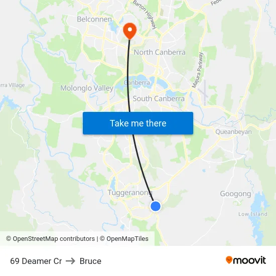 69 Deamer Cr to Bruce map