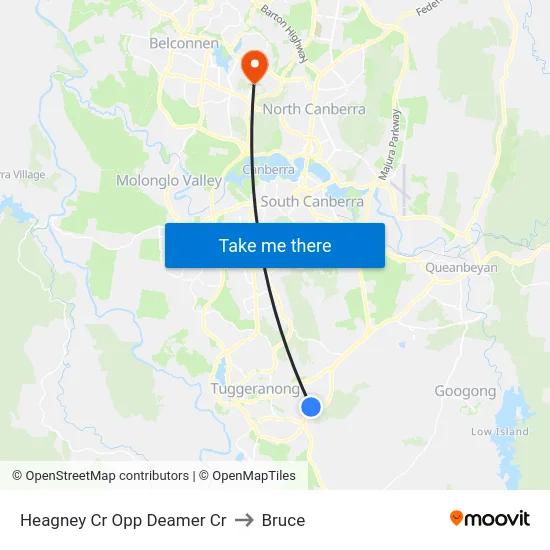 Heagney Cr Opp Deamer Cr to Bruce map