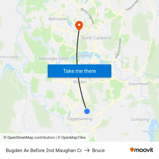 Bugden Av Before 2nd Maughan Cr to Bruce map