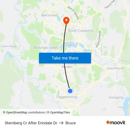 Sternberg Cr After Erindale Dr to Bruce map