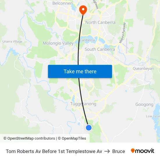 Tom Roberts Av Before 1st Templestowe Av to Bruce map