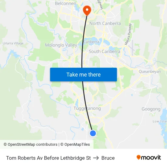 Tom Roberts Av Before Lethbridge St to Bruce map