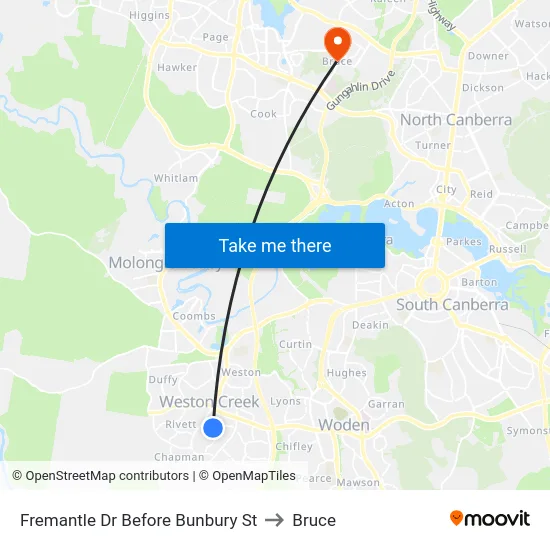 Fremantle Dr Before Bunbury St to Bruce map