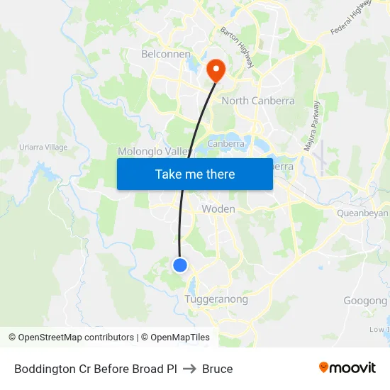 Boddington Cr Before Broad Pl to Bruce map