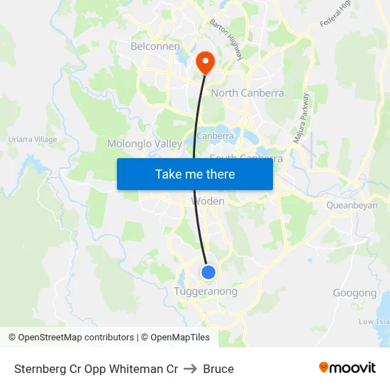 Sternberg Cr Opp Whiteman Cr to Bruce map