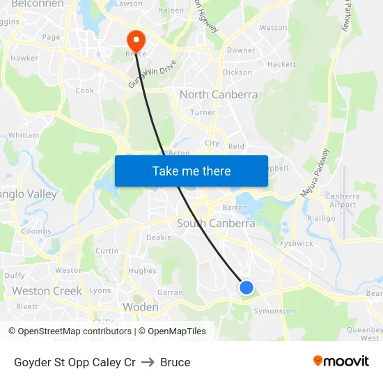Goyder St Opp Caley Cr to Bruce map