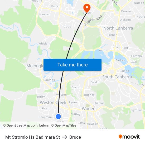 Mt Stromlo Hs Badimara St to Bruce map