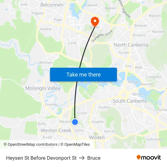 Heysen St Before Devonport St to Bruce map