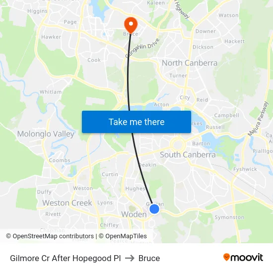 Gilmore Cr After Hopegood Pl to Bruce map