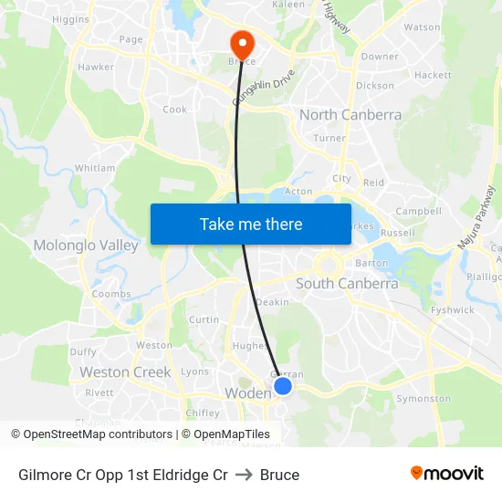 Gilmore Cr Opp 1st Eldridge Cr to Bruce map