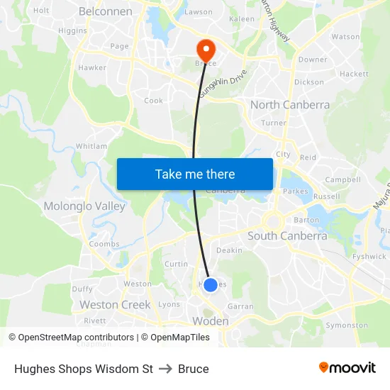 Hughes Shops Wisdom St to Bruce map