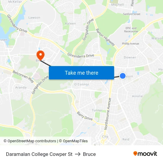 Daramalan College Cowper St to Bruce map