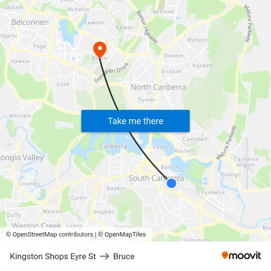 Kingston Shops Eyre St to Bruce map