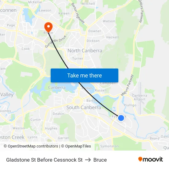 Gladstone St Before Cessnock St to Bruce map
