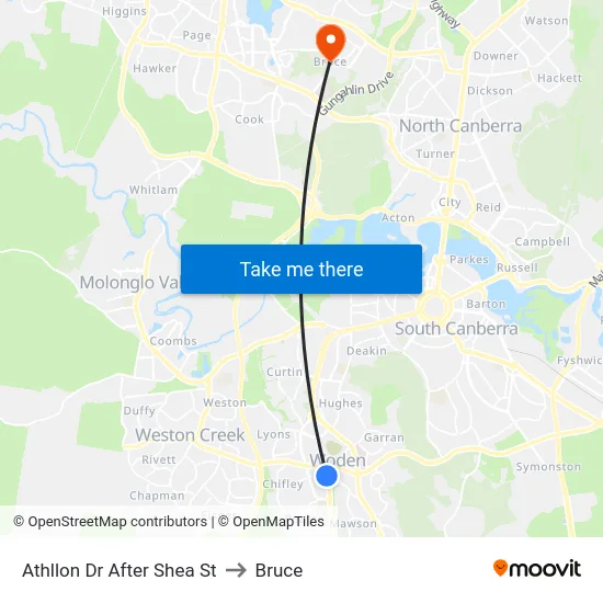 Athllon Dr After Shea St to Bruce map