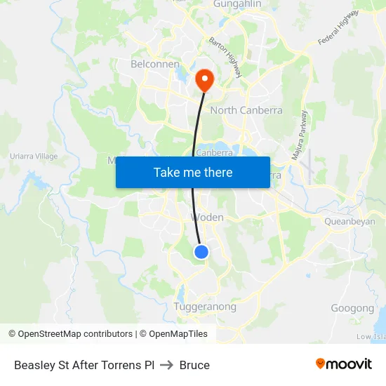 Beasley St After Torrens Pl to Bruce map