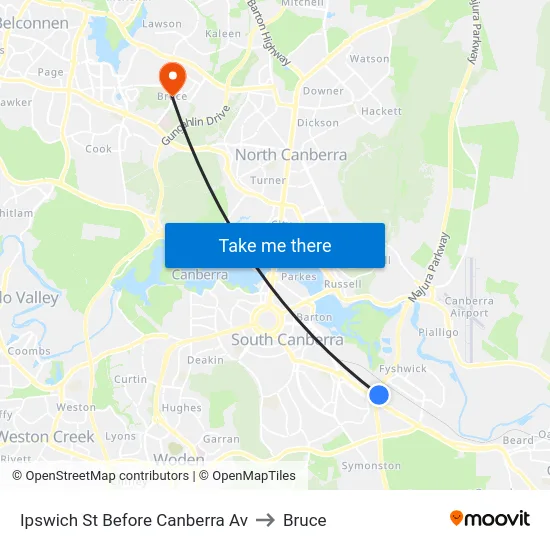 Ipswich St Before Canberra Av to Bruce map