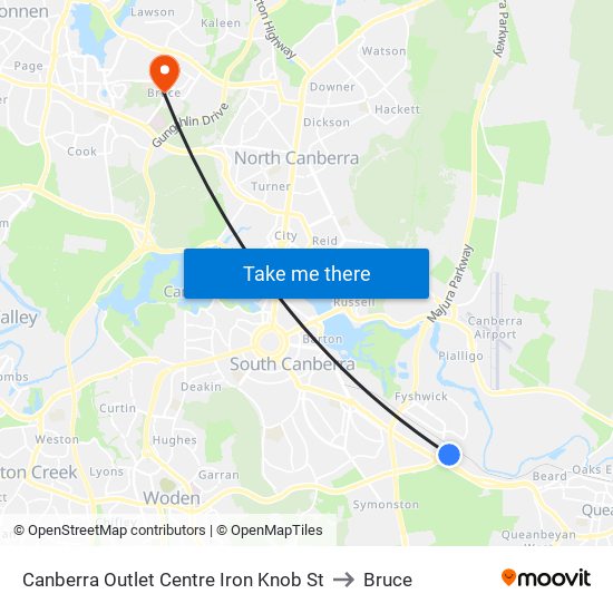 Canberra Outlet Centre Iron Knob St to Bruce map