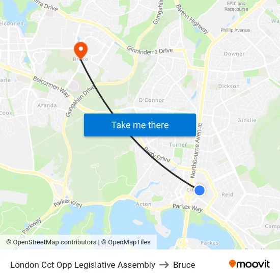 London Cct Opp Legislative Assembly to Bruce map